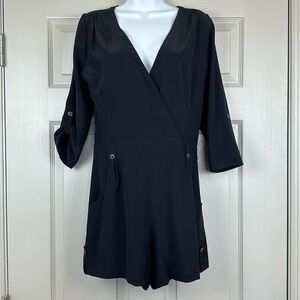 Yumi Kim Women’s Romper Silk Breathable Playsuit Cargo Pockets Roll Tab Size S
